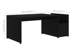 Mesa De Centro| Mesa de centro | Mesa de apoio 90x45x35 cm derivados de madeira Preto