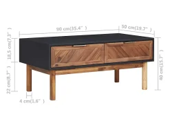Mesa De Centro* Mesa de centro | Mesa de apoio | Mesa de café 90x50x40 cm madeira de acácia maciça e MDF Castanho