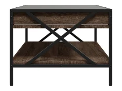 Mesa De Centro* Mesa de centro | Mesa de apoio luzes LED Infinity 90x50x38 cm carvalho Castanho