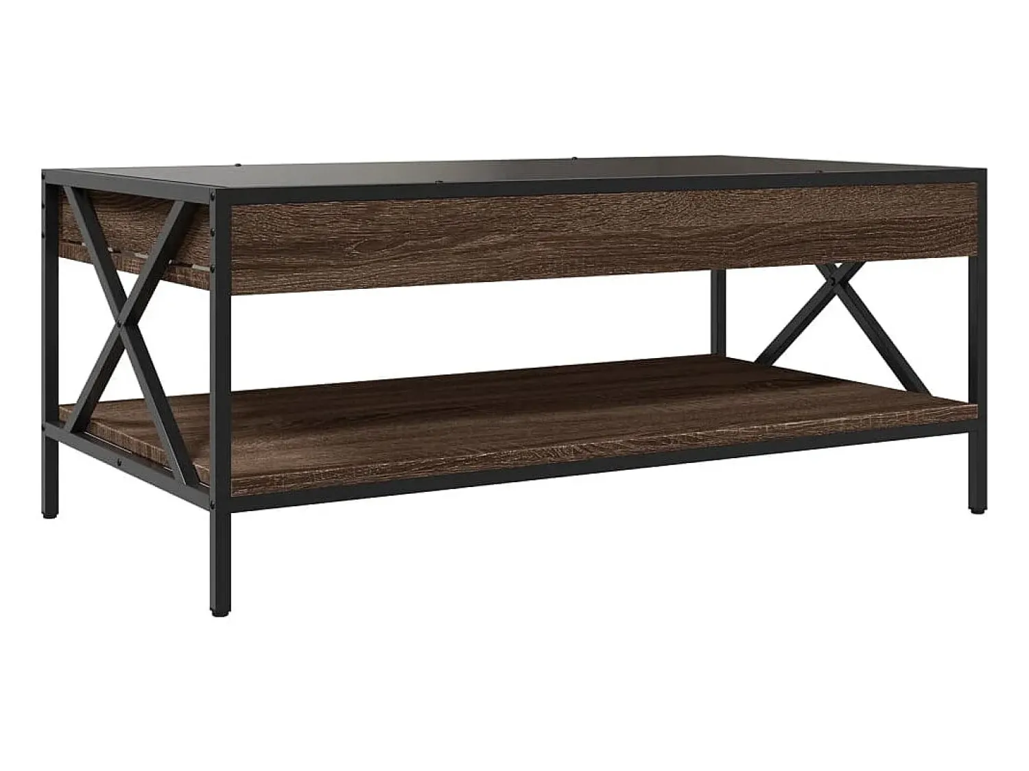 Mesa De Centro* Mesa de centro | Mesa de apoio luzes LED Infinity 90x50x38 cm carvalho Castanho