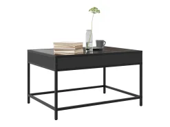 Mesa De Centro| Mesa de centro | Mesa de apoio luzes LED Infinity 70x50x41 cm Preto