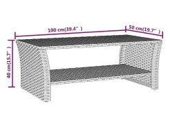 Mesa de centro | Mesa de apoio 100x50x40 cm vime PE^ Mesa De Centro