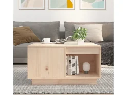 Mesa de centro | Mesa de apoio | Mesa de café 60x61x32.5 cm madeira de pinho maciça Castanho
