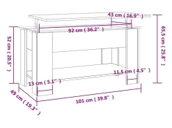 Mesa De Centro| Mesa de centro | Mesa de apoio 101x49x52 cm madeira processada cinza cimento Cinzento