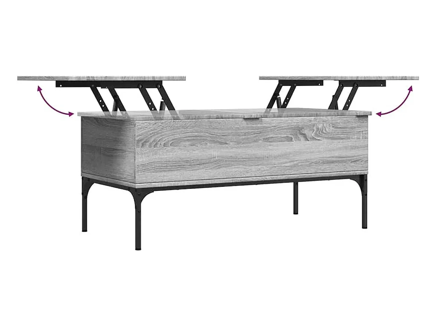 Mesa de centro | Mesa de apoio 100x50x45cm derivados madeira/metal cinza sonoma^ Mesa De Centro