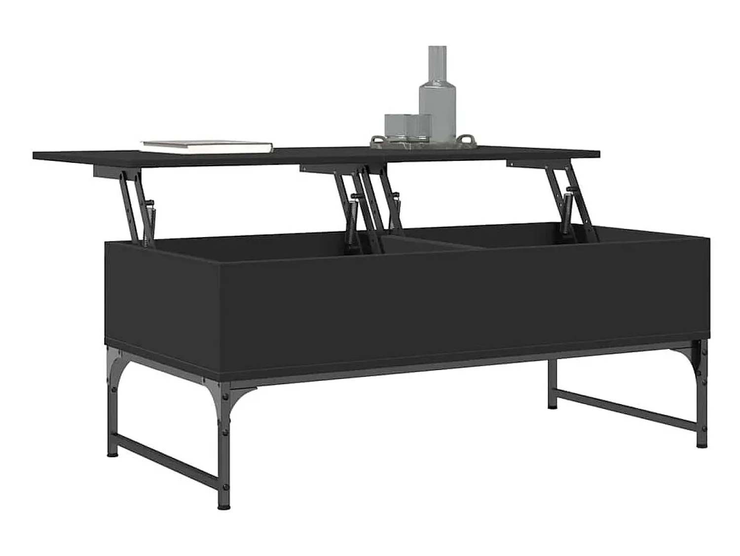 Mesa De Centro| Mesa de centro | Mesa de apoio 100x50x40 cm derivados de madeira/metal Preto