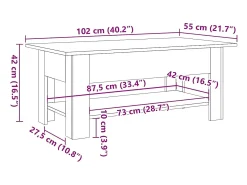 Mesa De Centro* Mesa de centro | Mesa de apoio 102x55x42 cm derivados de madeira madeira velha Castanho