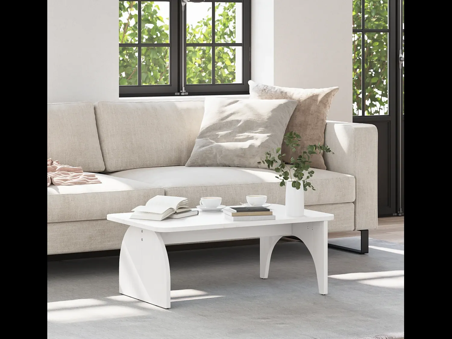 Mesa De Centro* Mesa de centro | Mesa de apoio 80x50x31 cm Madeira de pinho maciça Branco