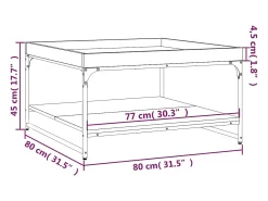 Mesa de centro | Mesa de apoio 80x80x45 cm deriv. madeira/ferro carvalho fumado^ Mesa De Centro