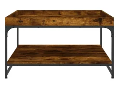 Mesa de centro | Mesa de apoio 80x80x45 cm deriv. madeira/ferro carvalho fumado^ Mesa De Centro
