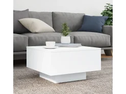 Mesa De Centro* Mesa de centro | Mesa de apoio com luzes LED 55x55x31 cm Branco