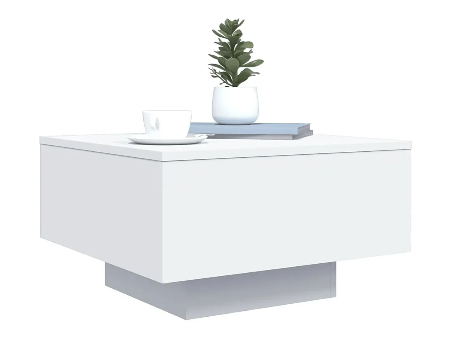 Mesa De Centro* Mesa de centro | Mesa de apoio com luzes LED 55x55x31 cm Branco