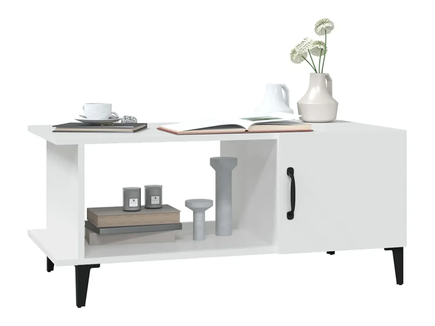 Mesa De Centro| Mesa de centro | Mesa de apoio 90x50x40 cm madeira processada Branco