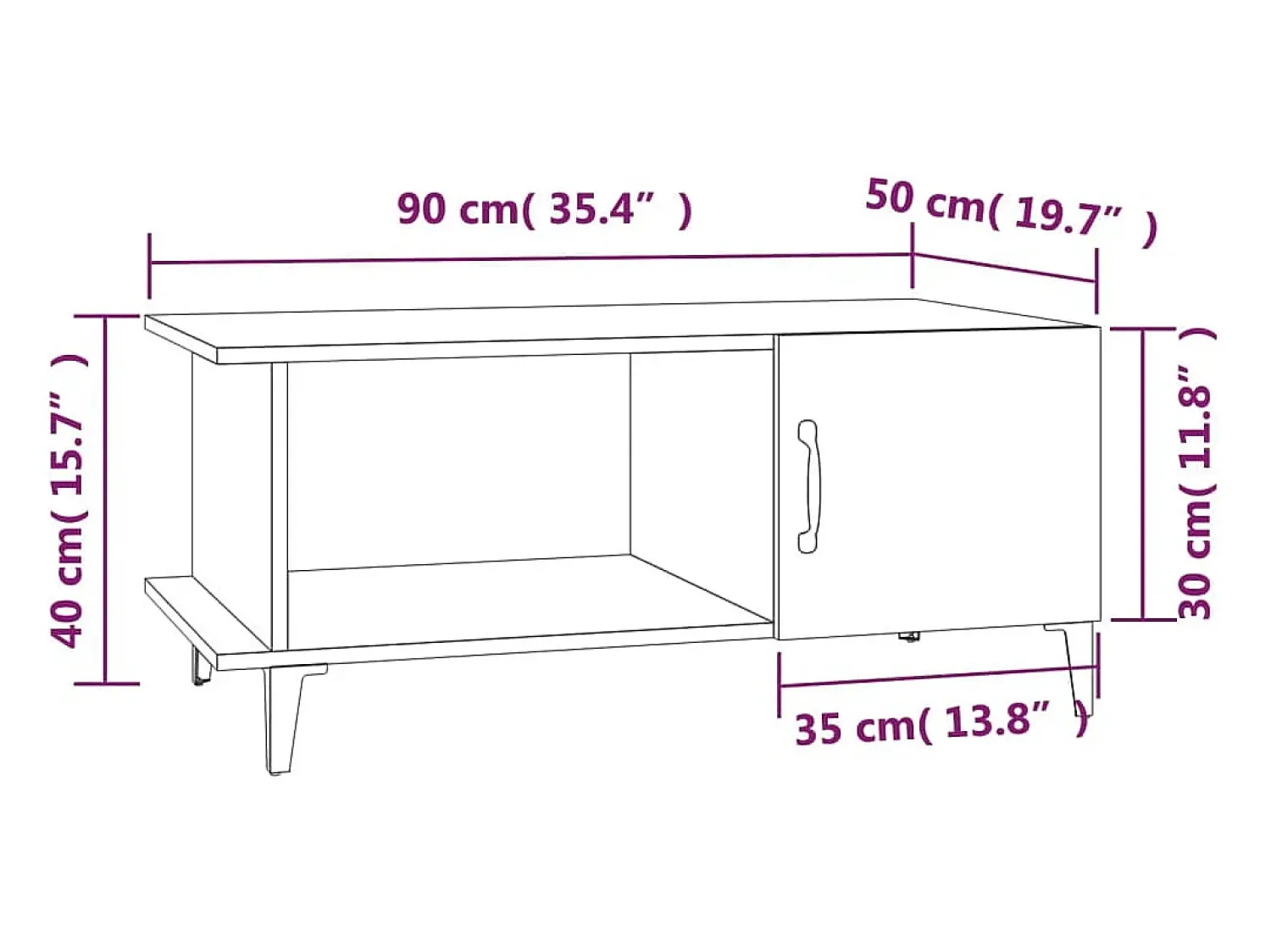 Mesa De Centro| Mesa de centro | Mesa de apoio 90x50x40 cm madeira processada Branco