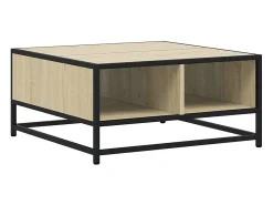 Mesa de centro | Mesa de apoio derivados de madeira e metal carvalho sonoma Castanho