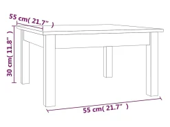 Mesa de centro | Mesa de apoio 55x55x30 cm madeira de pinho maciça^ Mesa De Centro