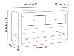 Mesa de centro | Mesa de apoio | Mesa de café 102x49x55 cm pinho maciço^ Mesa De Centro