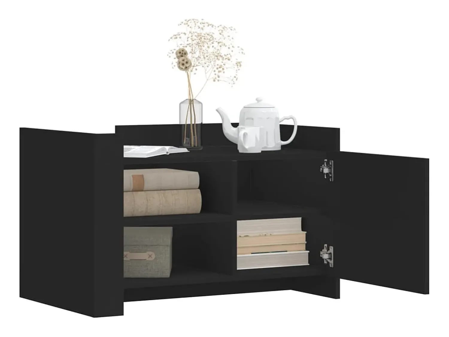 Mesa De Centro* Mesa de centro | Mesa de apoio 80x50x50 cm derivados de madeira Preto