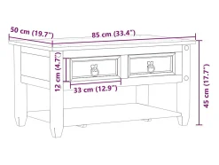 Mesa de centro | Mesa de apoio com gavetas Corona 85x50x45 cm pinho maciço^ Mesa De Centro