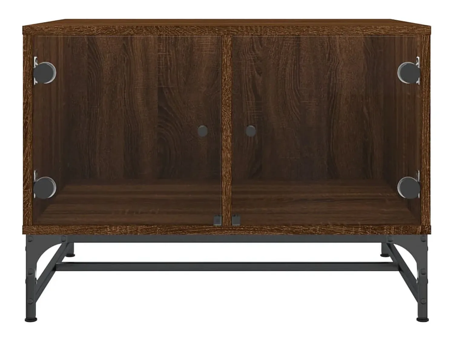 Mesa de centro | Mesa de apoio | Mesa de café c/ portas vidro 68.5x50x50 cm carvalho Castanho