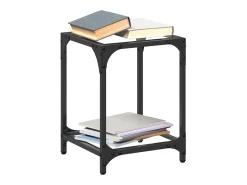 Mesa de centro | Mesa de apoio c/ topo em vidro 30x30x40 cm aço^ Mesa De Centro