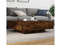 Mesa de centro | Mesa de apoio 100x100x31 cm derivados madeira carvalho fumado^ Mesa De Centro