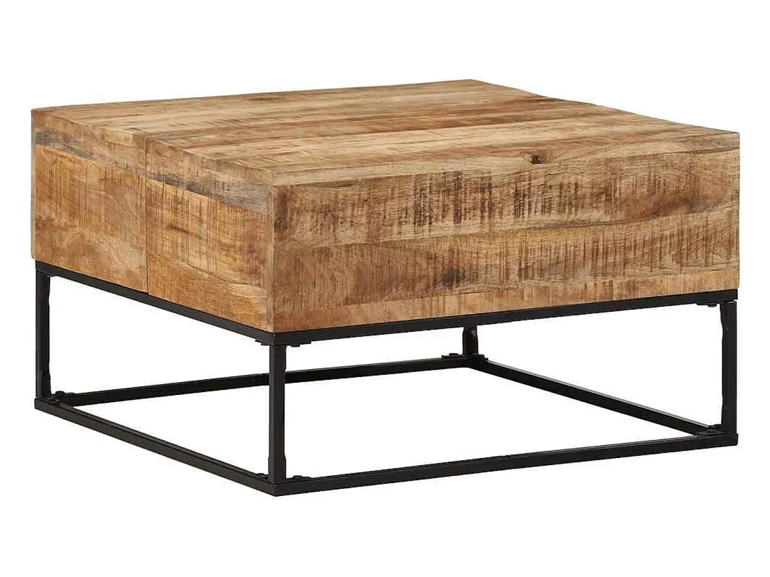 Mesa De Centro* Mesa de centro | Mesa de apoio | Mesa de café 68x68x41 cm madeira de mangueira áspera Castanho