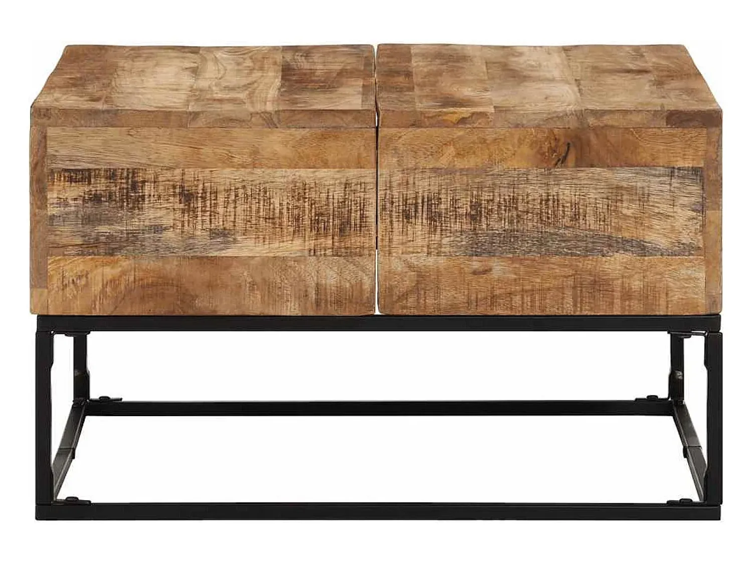 Mesa De Centro* Mesa de centro | Mesa de apoio | Mesa de café 68x68x41 cm madeira de mangueira áspera Castanho