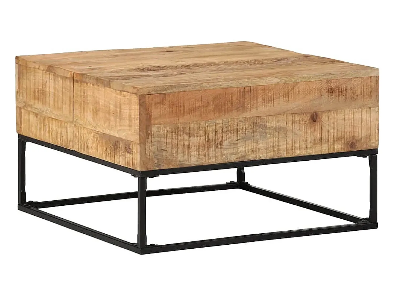 Mesa De Centro* Mesa de centro | Mesa de apoio | Mesa de café 68x68x41 cm madeira de mangueira áspera Castanho