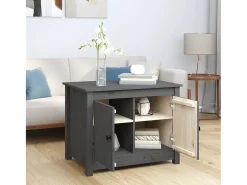 Mesa de centro | Mesa de apoio 71x49x55 cm pinho maciço cinza^ Mesa De Centro
