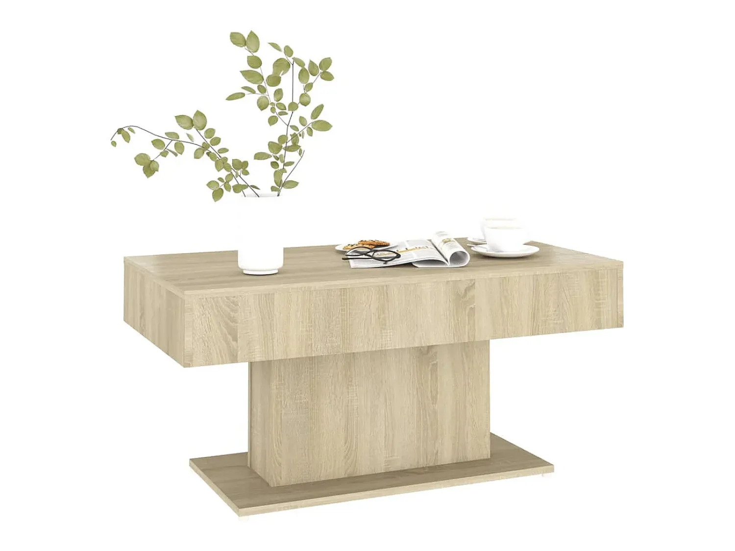 Mesa De Centro* Mesa de centro | Mesa de apoio 96x50x45 cm derivados de madeira carvalho sonoma Castanho