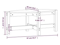 Mesa De Centro| Mesa de centro | Mesa de apoio 87x48x35 cm madeira de pinho maciça cinza Cinzento