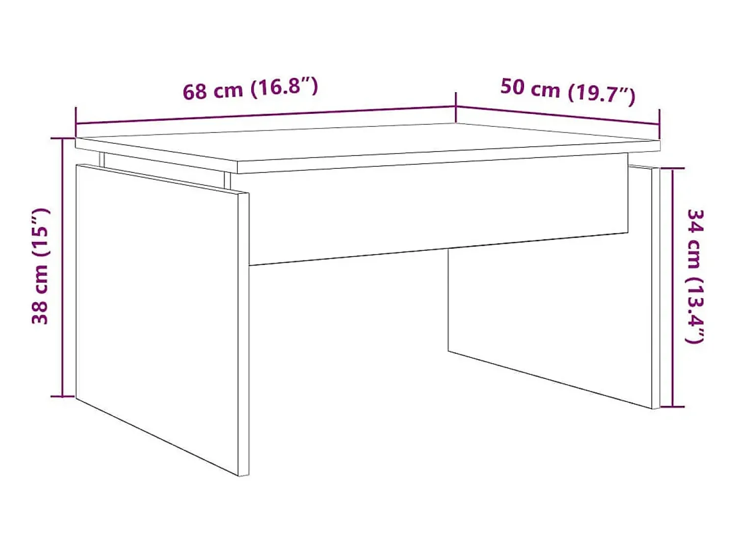 Online Mesa de centro | Mesa de apoio 68x50x38 cm derivados de madeira madeira velha Castanho