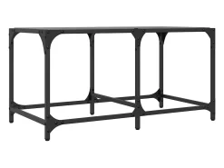 Mesa De Centro* Mesa de centro | Mesa de apoio com topo em vidro 78.5x40x40 cm aço Preto