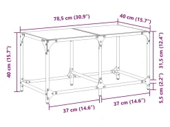 Mesa De Centro* Mesa de centro | Mesa de apoio com topo em vidro 78.5x40x40 cm aço Preto
