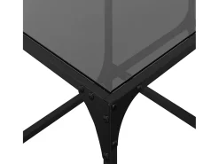 Mesa De Centro* Mesa de centro | Mesa de apoio com topo em vidro 78.5x40x40 cm aço Preto