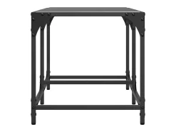 Mesa De Centro* Mesa de centro | Mesa de apoio com topo em vidro 78.5x40x40 cm aço Preto