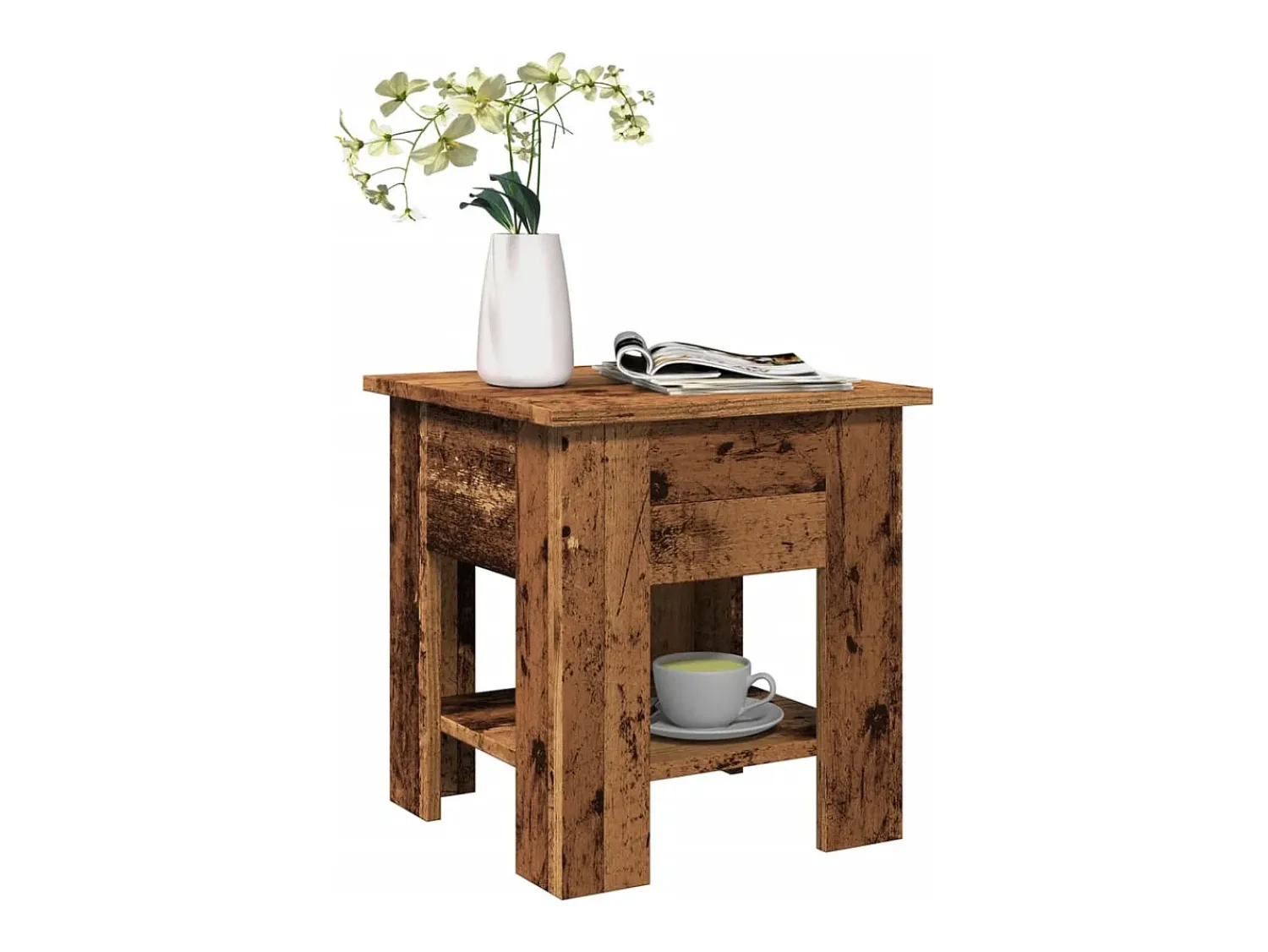Mesa De Centro| Mesa de centro | Mesa de apoio 40x40x42 cm derivados de madeira madeira velha Castanho
