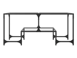 Discount Mesa de centro | Mesa de apoio c/ topo em vidro 98.5x50x45 cm aço Transparente