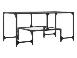 Discount Mesa de centro | Mesa de apoio c/ topo em vidro 98.5x50x45 cm aço Transparente