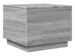 Mesa De Centro| Mesa de centro | Mesa de apoio com luzes LED 50x50x40 cm sonoma cinza-claro Cinzento