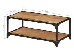 Mesa De Centro* Mesa de centro | Mesa de apoio | Mesa de café 90x45x35 cm madeira de acácia maciça Castanho