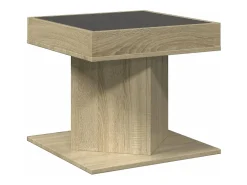 Mesa de centro | Mesa de apoio c/ LEDs 50x50x45 madeira processada^ Mesa De Centro