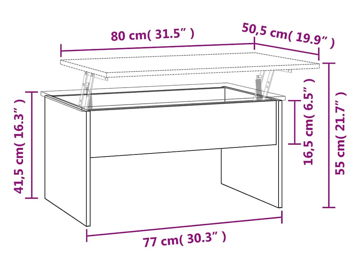 Mesa De Centro| Mesa de centro | Mesa de apoio 80x50.5x41.5cm madeira processada carvalho fumado Castanho