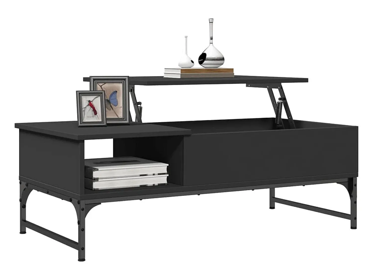 Mesa De Centro* Mesa de centro | Mesa de apoio 100x50x35 cm derivados de madeira/metal Preto