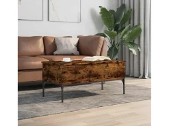 Mesa de centro | Mesa de apoio 100x50x45cm deriv. madeira/metal carvalho fumado^ Mesa De Centro