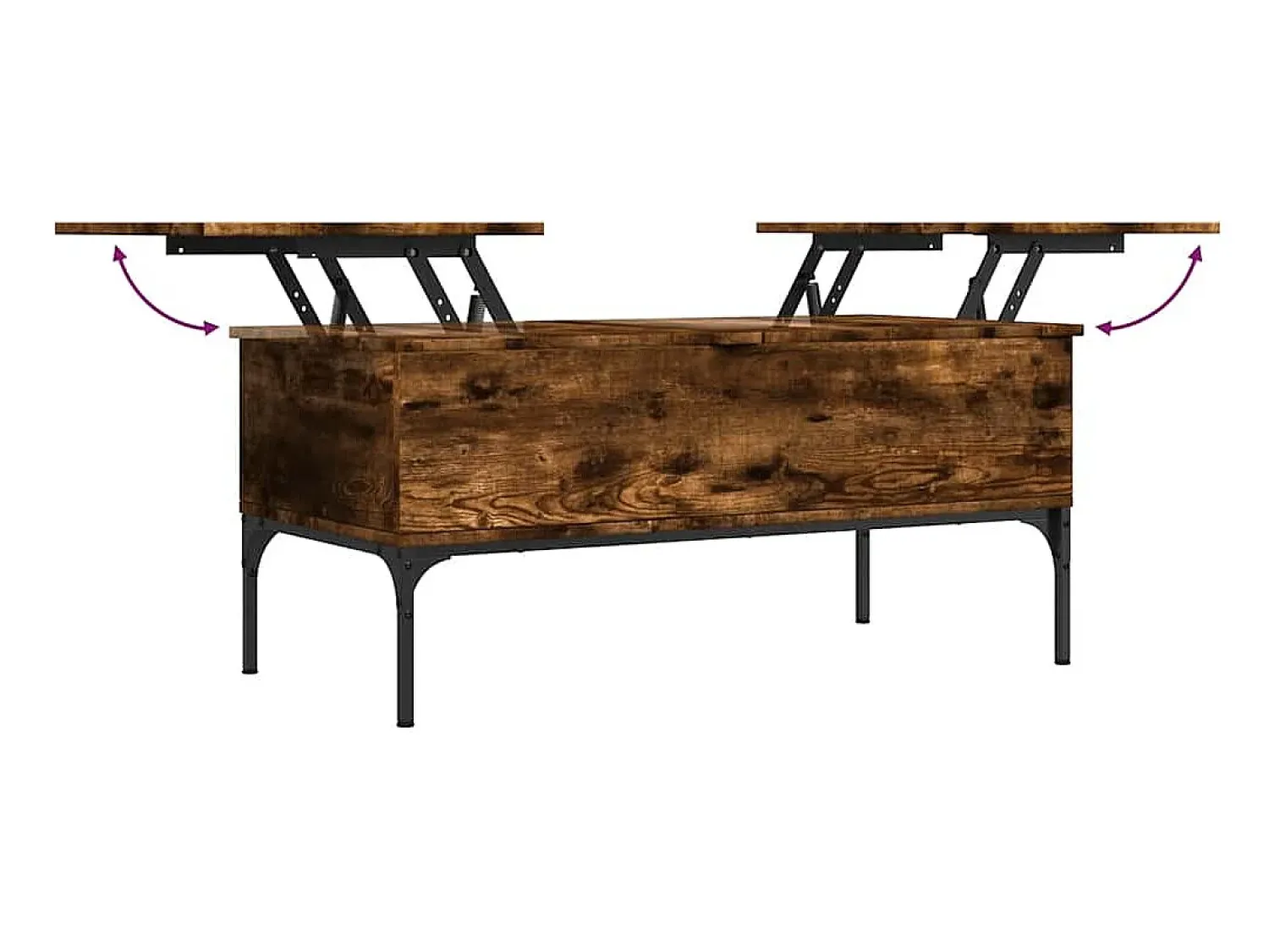 Mesa de centro | Mesa de apoio 100x50x45cm deriv. madeira/metal carvalho fumado^ Mesa De Centro