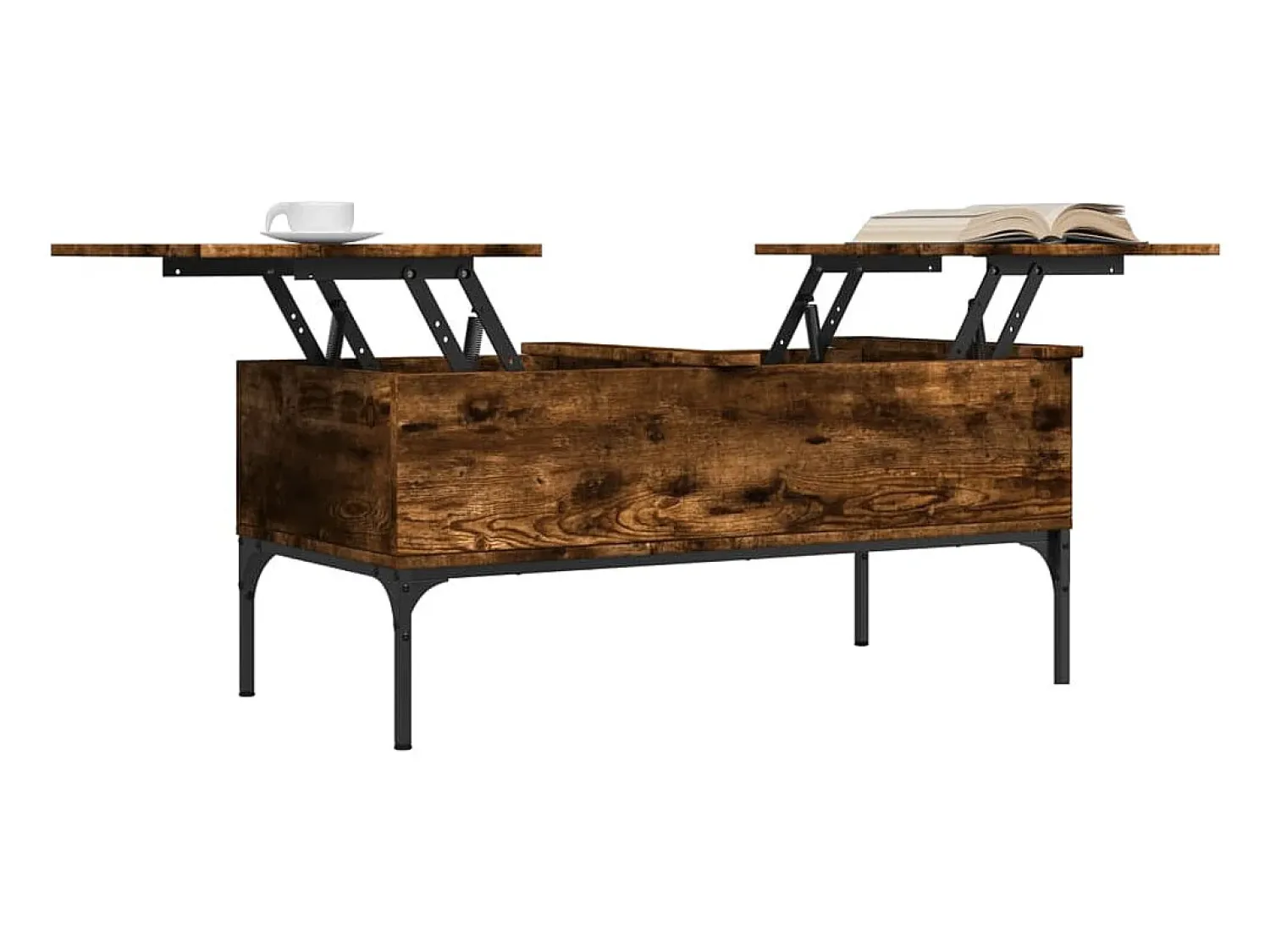 Mesa de centro | Mesa de apoio 100x50x45cm deriv. madeira/metal carvalho fumado^ Mesa De Centro