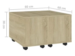 Outlet Mesa de centro | Mesa de apoio 60x60x38 cm derivados de madeira carvalho sonoma Castanho