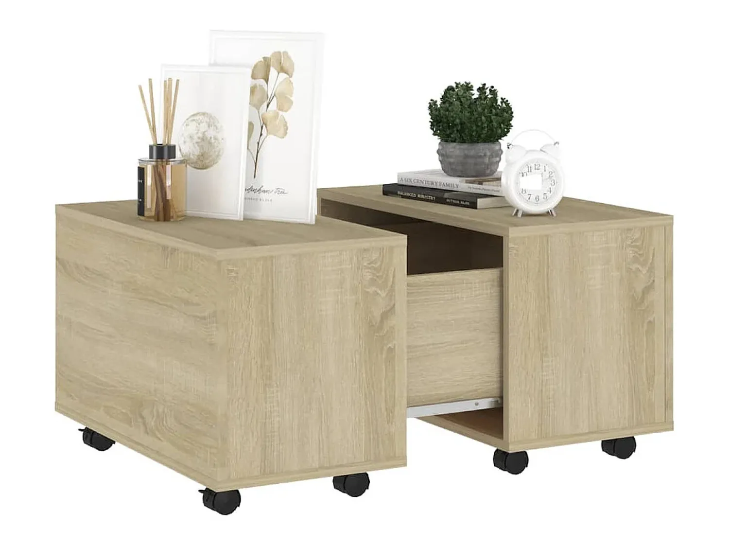 Outlet Mesa de centro | Mesa de apoio 60x60x38 cm derivados de madeira carvalho sonoma Castanho